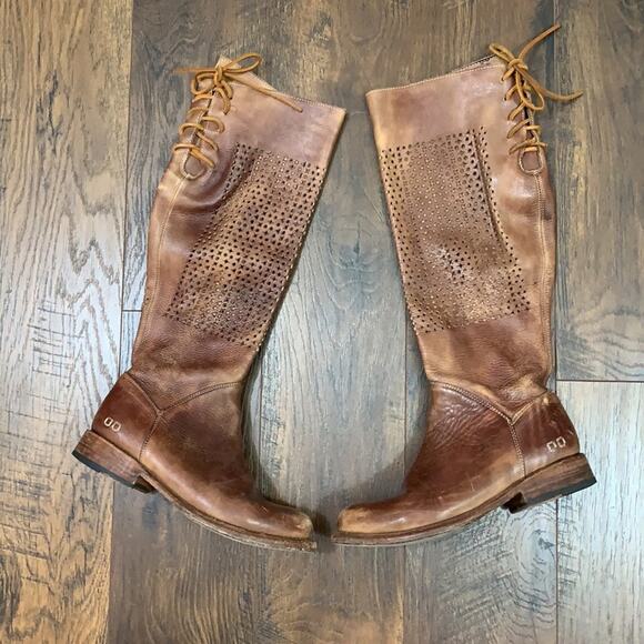Bed Stu Cambridge Tan Driftwood Leather Knee High Boots Distressed - Picture 2 of 12